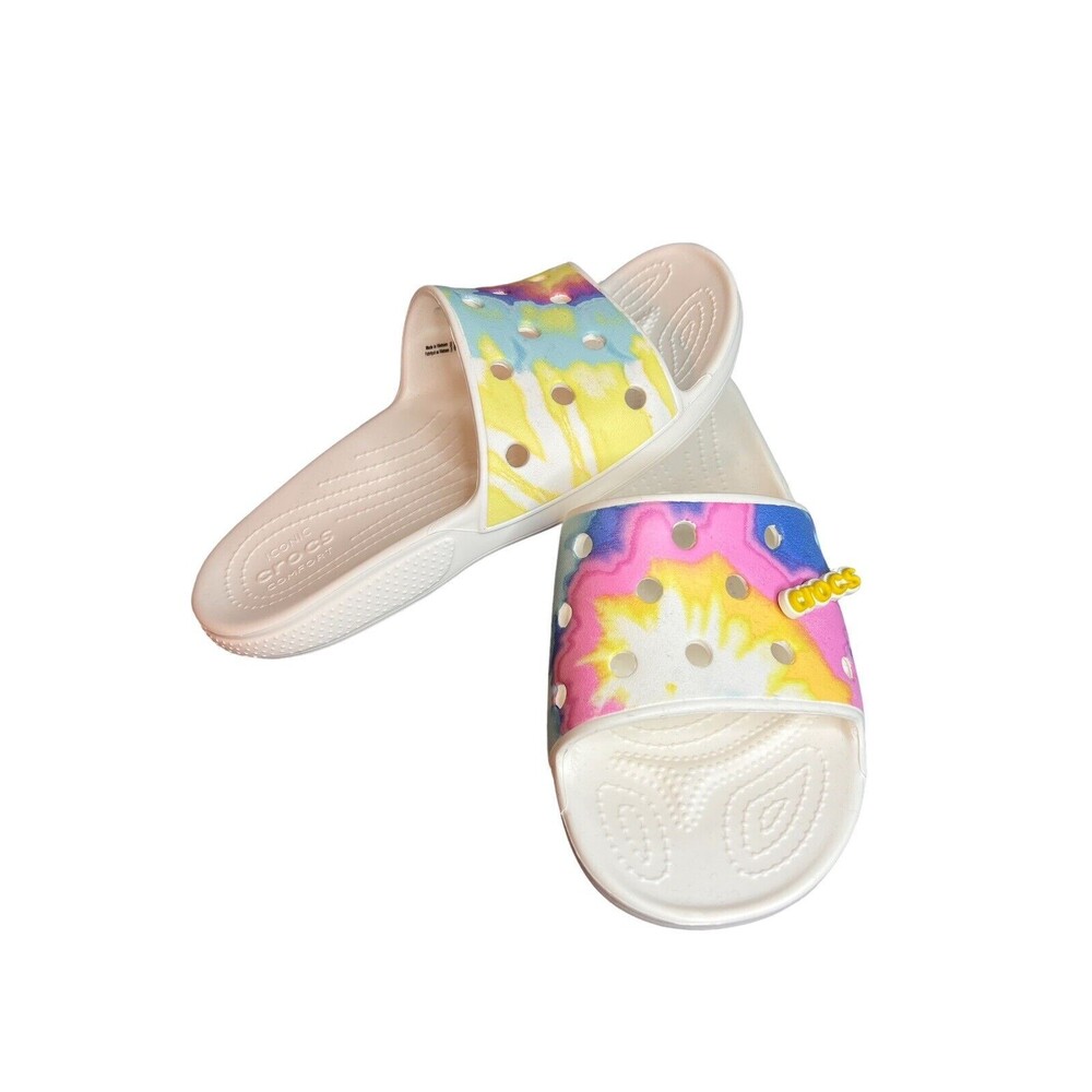 Crocs Classic Tie Dye Womens Slides Unisex Graphic Beach Sandals New M 8 / W 10‎